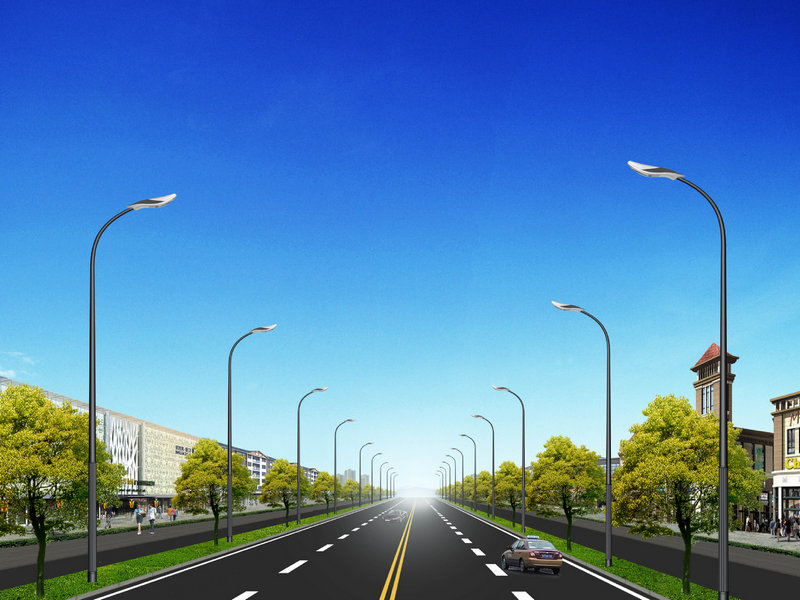 LED -Straßenlaternen: Das grüne Licht beleuchtet die zukünftige Stadt
